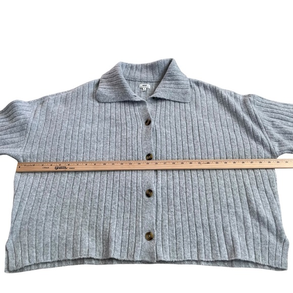 Aerie unREAL Ribbed Button-Down Cardigan | Heather Gray XL - Oversized Cozy Knit - Picture 11 of 15